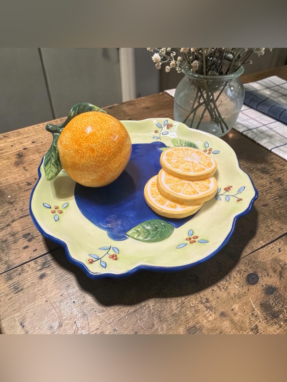 Vintage Bella Casa By Ganz 3D Fruit Plate Lemon Kitchen Decor